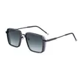 Square dark grey metal sunglasses with gradient grey lenses and retro punk style frame - Gunmetal Frame/Gray Green Gradient Lens (C4)