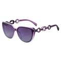 Chice Cat-Eye-Sonnenbrille mit lila Rahmen und goldenen Kettendetails an den Bügeln - Lila