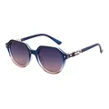 Square polarized sunglasses in translucent navy blue with gold metal temple accents - Blue and Coral Gradient (C5)