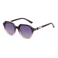 Fashionable square polarized sunglasses with purple gradient frames and gold accents - Tea and Purple Gradient (C6)
