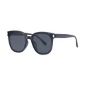 Square polarized sunglasses in black with silver metal bar accents and nylon lenses - Transparent Grey (C3)