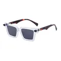Square frame sunglasses with transparent clear front and classic tortoise shell temples - Fashion Transparent Frame (C4) / C4 Transparent Frame Demi Legs Grey Lens