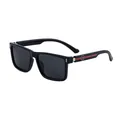 Gafas de sol polarizadas cuadradas para hombre, montura negra con franja roja - C1 Montura Negro Brillante Oro Lentes Grises