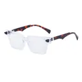 Retro square sunglasses with transparent frames and brown tortoiseshell patterned temples - Artistic Transparent White (C10) / C10 Transparent Frame Demi Legs Clear Lens