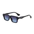 Square fashion sunglasses with thick black frame and blue gradient lenses for men - C7 Bright Black Gunmetal Gray Blue