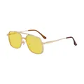 Retro pilot style sunglasses with golden metal frame and vibrant yellow lenses - C6 Matte Gold Frame Night Vision Yellow Lens Tortoise Temple