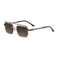 Retro rimless square sunglasses with brown gradient lenses and gold double bridge frame - Gold Baked Tea Frame Tea Grey (C4)