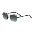 Modern rimless square sunglasses with dark grey gradient lenses and green temples - Gold Baked Green Frame Grey Green (C6)