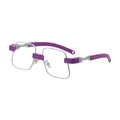 Occhiali da sole quadrati da uomo con dettagli modulari viola e montatura argento - C8 Asta Viola (Anti luce blu)
