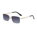 2025 trendy square metal sunglasses for men with grey gradient lenses and gold frames - Gold