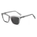 Chique cat-eye zonnebril met grijs transparant montuur en meekleurende glazen - C3 Transparant Grijs Naar Grijs