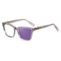 Cat-eye meekleurende zonnebril met transparant paars montuur en gouden metalen details - C4 Transparant Grijs Naar Paars