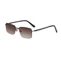 Modern rectangular metal sunglasses with bronze frames and gradient brown lenses - Dark Tea