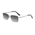 Men's fashion square metal sunglasses with silver frame and gradient grey lenses - Silver