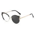 Occhiali da sole fotocromatici cat eye con stanghette dorate e montatura nera - C1 Montatura Nera in Grigio
