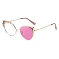 Occhiali da sole chic cat-eye con montatura in metallo dorato e lenti rosa - C3 Marrone Pasta di Fagioli a Rosa