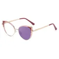 Katzenaugen-Sonnenbrille aus Goldmetall mit lila photochromen Gläsern für Damen - C5 Grau-Violett-Rosa zu Violett