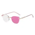 Occhiali da sole cat-eye senza montatura oro rosa con lenti fotocromatiche rosa - Montatura Oro Lucido Asta Rosa Trasparente a Rosa