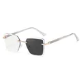 Frameless rimless photochromic sunglasses with gold metal frame and silver glitter temples - C1 Gold Transparent Grey (Photochromic)