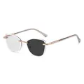 Frameless cat-eye transition sunglasses for women with golden metal temples and grey lenses - Shiny Gold Frame Transparent Gray Temple to Gray