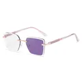 Rahmenlose Sonnenbrille mit lila Farbwechselgläsern und Bügeln mit Glitzerdekor - C6 Roségold Transparent Lila (Photochrom)