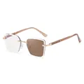 Rahmenlose quadratische Sonnenbrille mit goldenen Metallbügeln und rosa Glitzer - C4 Gold Frame Transparente Teebeine [vorbestellung]