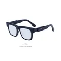 Square frame photochromic sunglasses in matte black with smart light-sensitive lenses - Matte Black Turn Gray Blue Coating