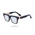 Square tortoiseshell and black photochromic sunglasses with luxury metal temple details - Black and Brown Gold Turn Tea Blue Coating
