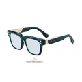 Men's square photochromic sunglasses with retro marble frame and gold temple detail - Marble Green Gold Turn Gray