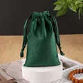Elegant dark green velvet drawstring pouch for jewelry storage and gift packaging - Dark Green