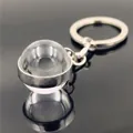 Gepersonaliseerde glazen bol sleutelhanger met metalen ring en eigen ontwerp op maat - Transparante Bol Stijl (PSXL00775-2)