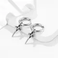 Minimalist silver cross sword earrings in vintage industrial style with polished finish - Black Zirconia Cross Drop Earrings