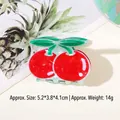 Pince à cheveux mignonne en forme de cerise avec fruits rouges et feuilles vertes - Cerise 1