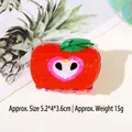 Pince à cheveux mignonne en forme de pomme rouge en PVC avec détail de cœur rose - Pomme