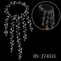 Accessorio sposa fatto a mano con filo dorato, perle bianche e lunghe nappe - Stile Lussuoso con Nappine di Perle Multistrato (HS-J7451)
