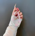 Ciondolo per cellulare con fiocco rosa, quadrifoglio e perle per zaini alla moda - Ciondolo di perline con fiocco (B-246) / Rosa