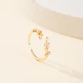 Adjustable gold branch ring with pink marquise zircon stones and clear crystals - Gold with Pink and White Stone