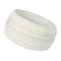 White winter cable knit headband with warm fleece lining for sports and outdoor wear - White