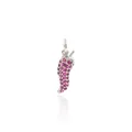 Silver chili pepper pendant with red micro-paved zircons and ring for DIY jewelry - Platinum