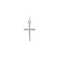 Detailed view of silver cross pendant with lava texture and tiny zircon inlay - Platinum