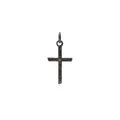 Lava texture cross pendant in gunmetal gold plating with center zircon stone - Gun Black