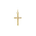 Gold-plated cross pendant with hammer finish and central cubic zirconia on white background - Gold