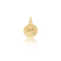 Gold plated round LOVE pendant with zircon and hammered texture for jewelry making - Sand Gold