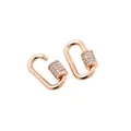 Macro view of rose gold carabiner clasp with zircon micro-pave and screw lock mechanism - Rose Gold