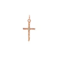 Hammered rose gold cross pendant with a small zircon center stone for DIY jewelry - Rose Gold