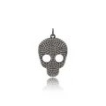 24K gold plated gothic skull pendant with white cubic zirconia stones and top hanging loop - Gun Black