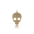 24K gold plated skull pendant with crystal pavé details and polished hanging ring - Gold