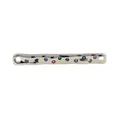Rectangle wavy copper connector with colorful zircons for DIY jewelry making - Silver