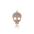24K gold plated skull pendant encrusted with white crystals for DIY jewelry making - Rose Gold