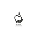 Gunmetal heart wing pendant with matte finish and hollow design for DIY jewelry - Gun Black